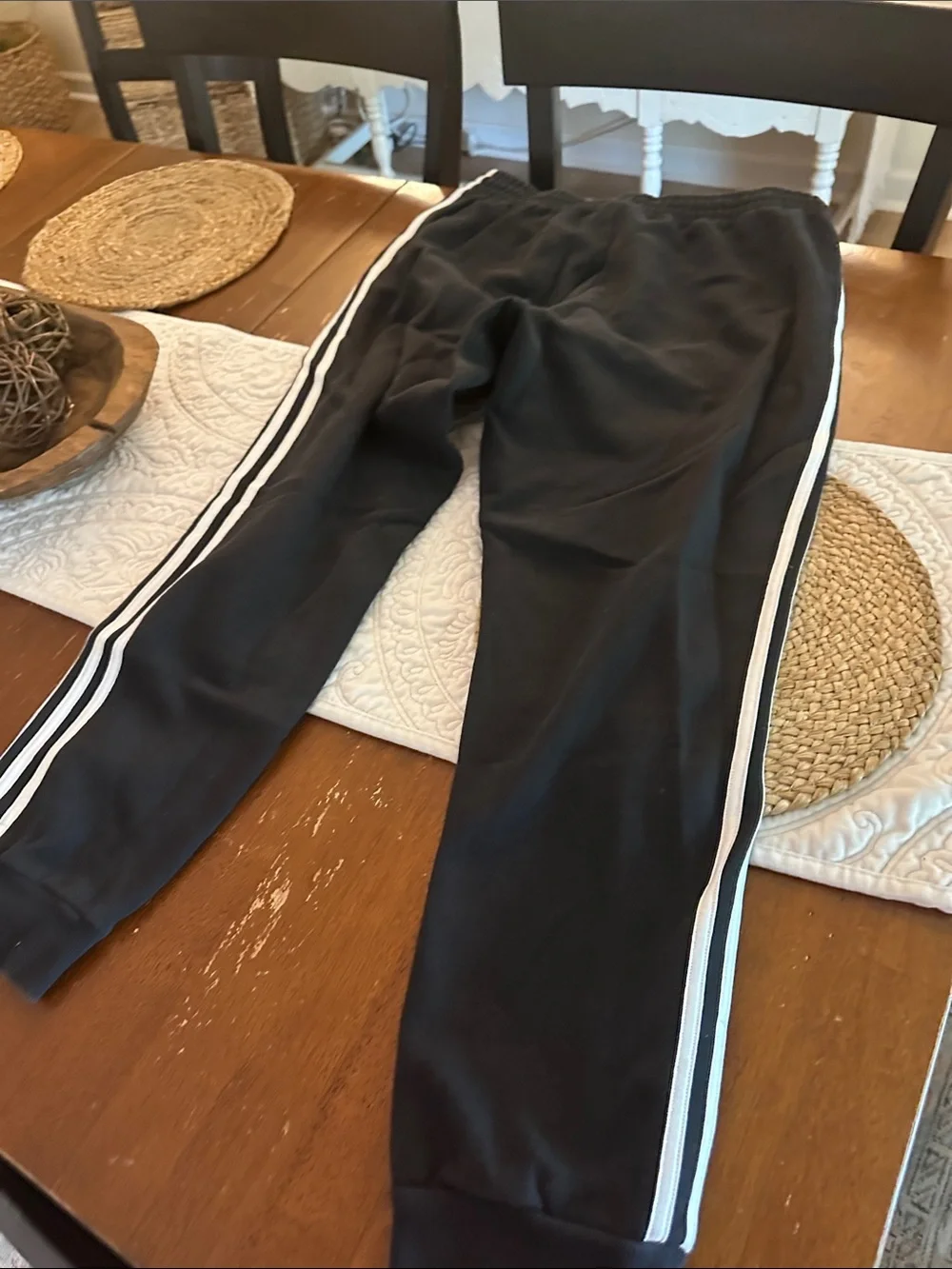 adidas Black Joggers with White Side Stripes
